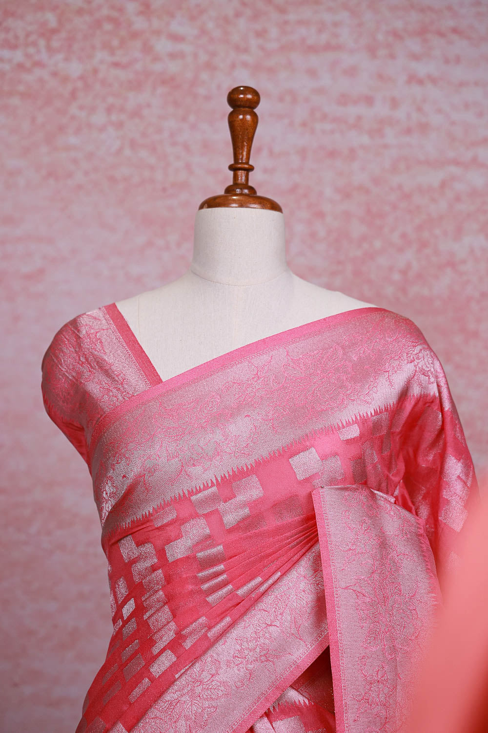 Dark Peach Jute Banarasi Saree