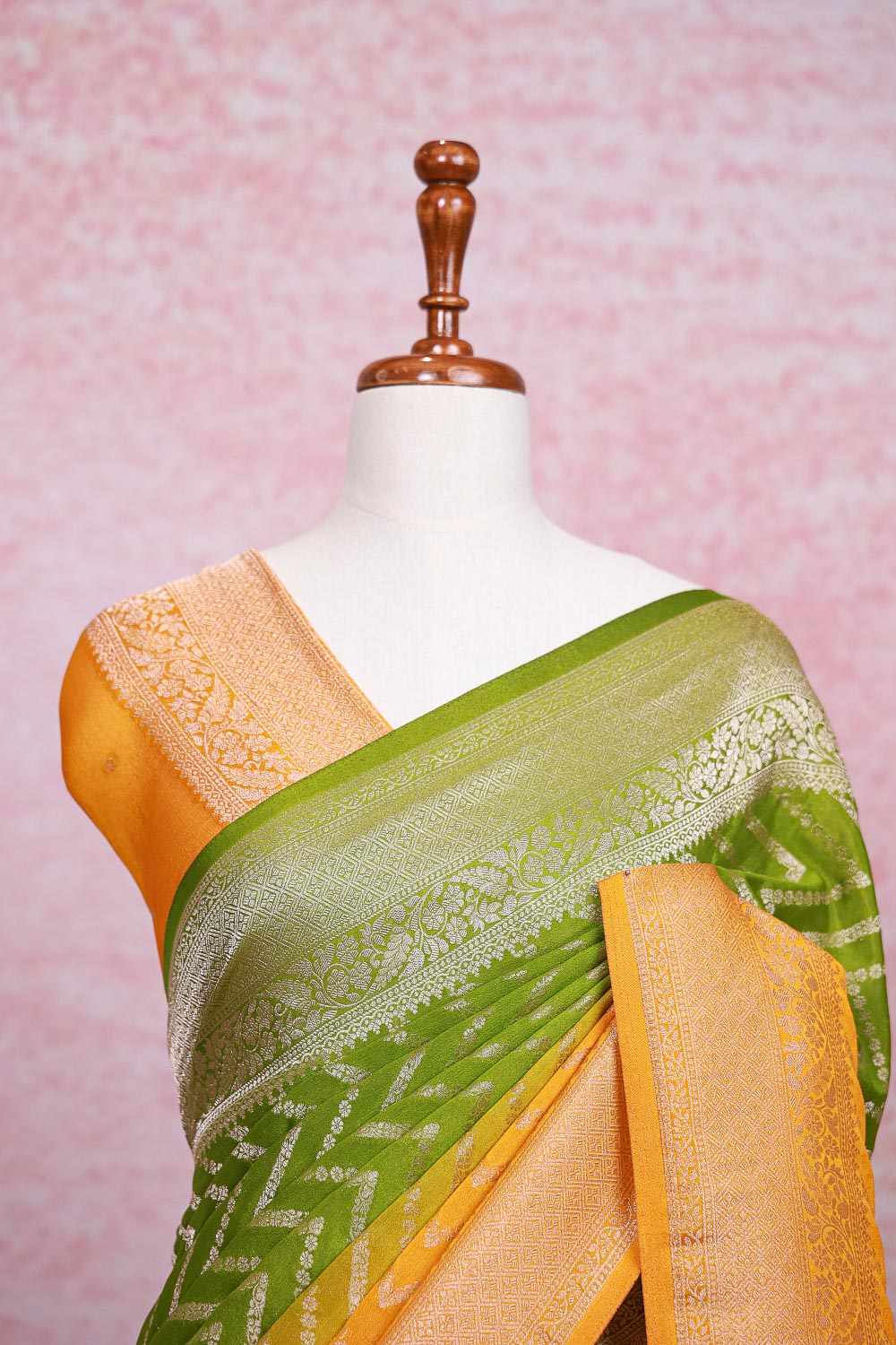Green Semi Banarasi Saree