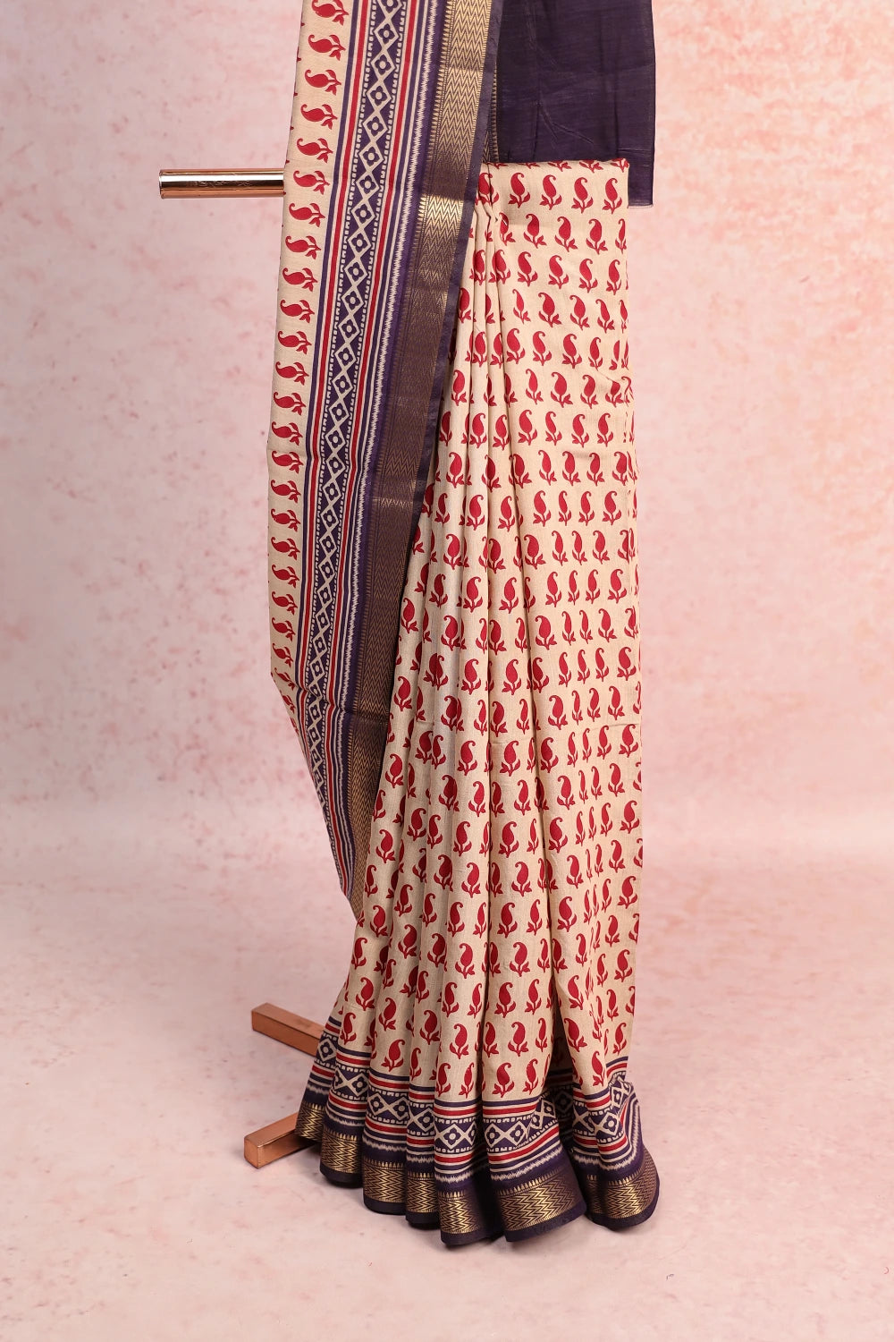 Ivory Cream Semi Chanderi Saree