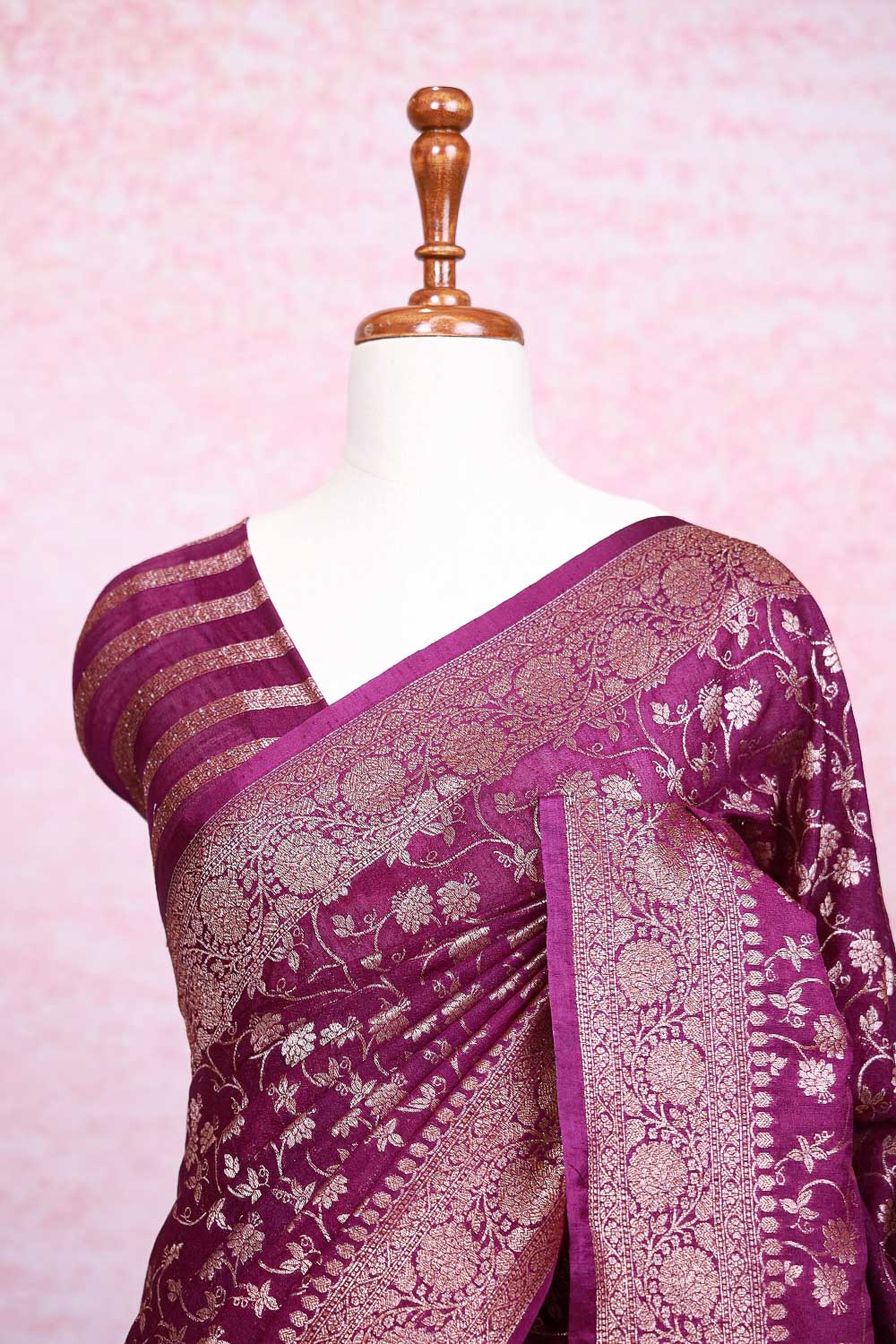 Purple Semi Jute Banarasi Saree