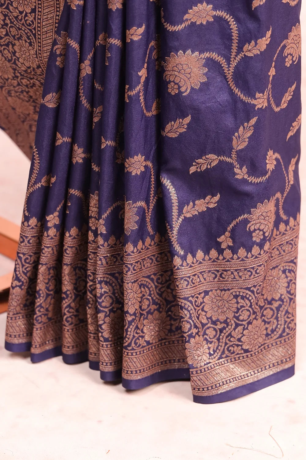 Navy Blue Tussar Banarasi Saree