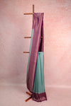 Bluish Grey Semi Banarasi Saree