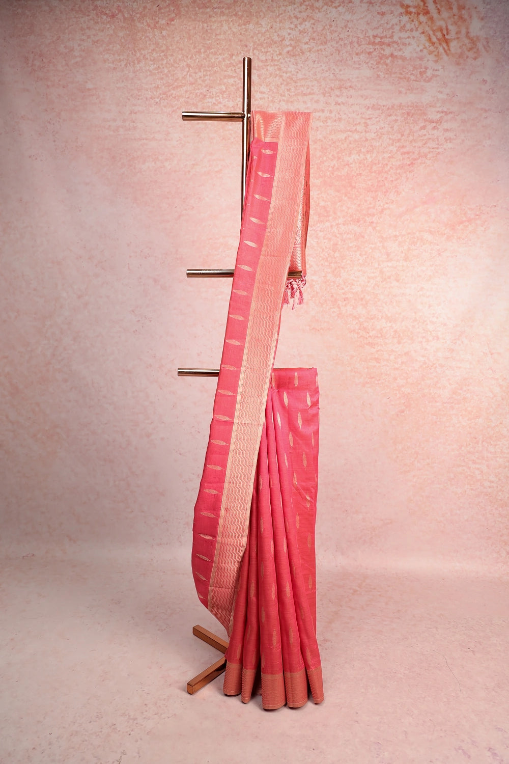 Dark Peach Art Tussar Saree
