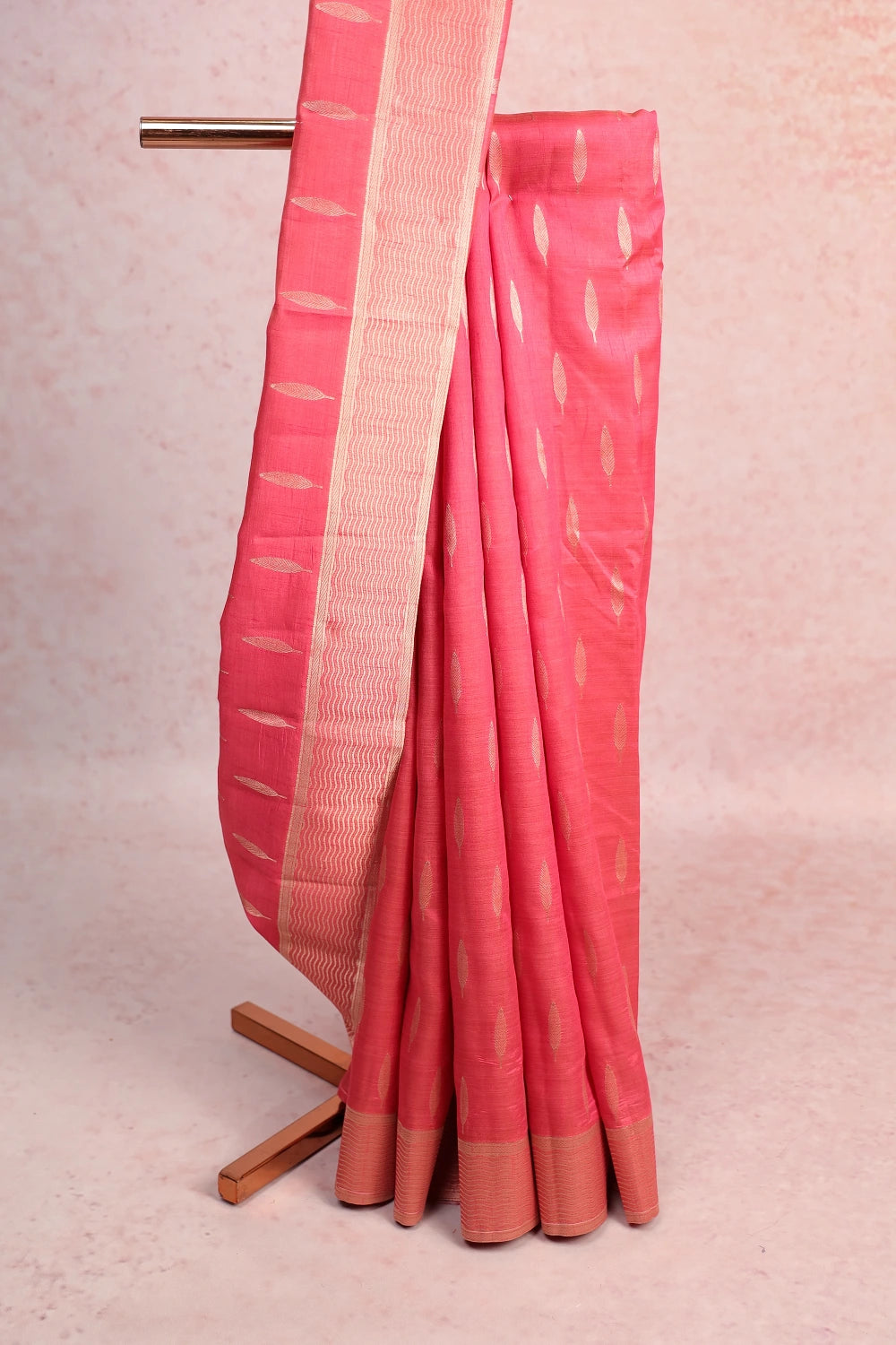 Dark Peach Art Tussar Saree