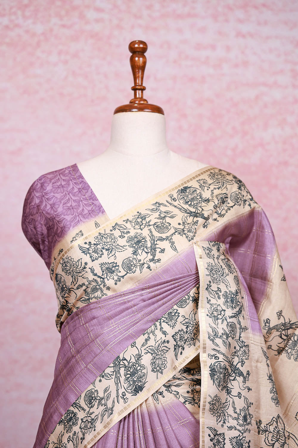 Lavender Semi Tussar Saree