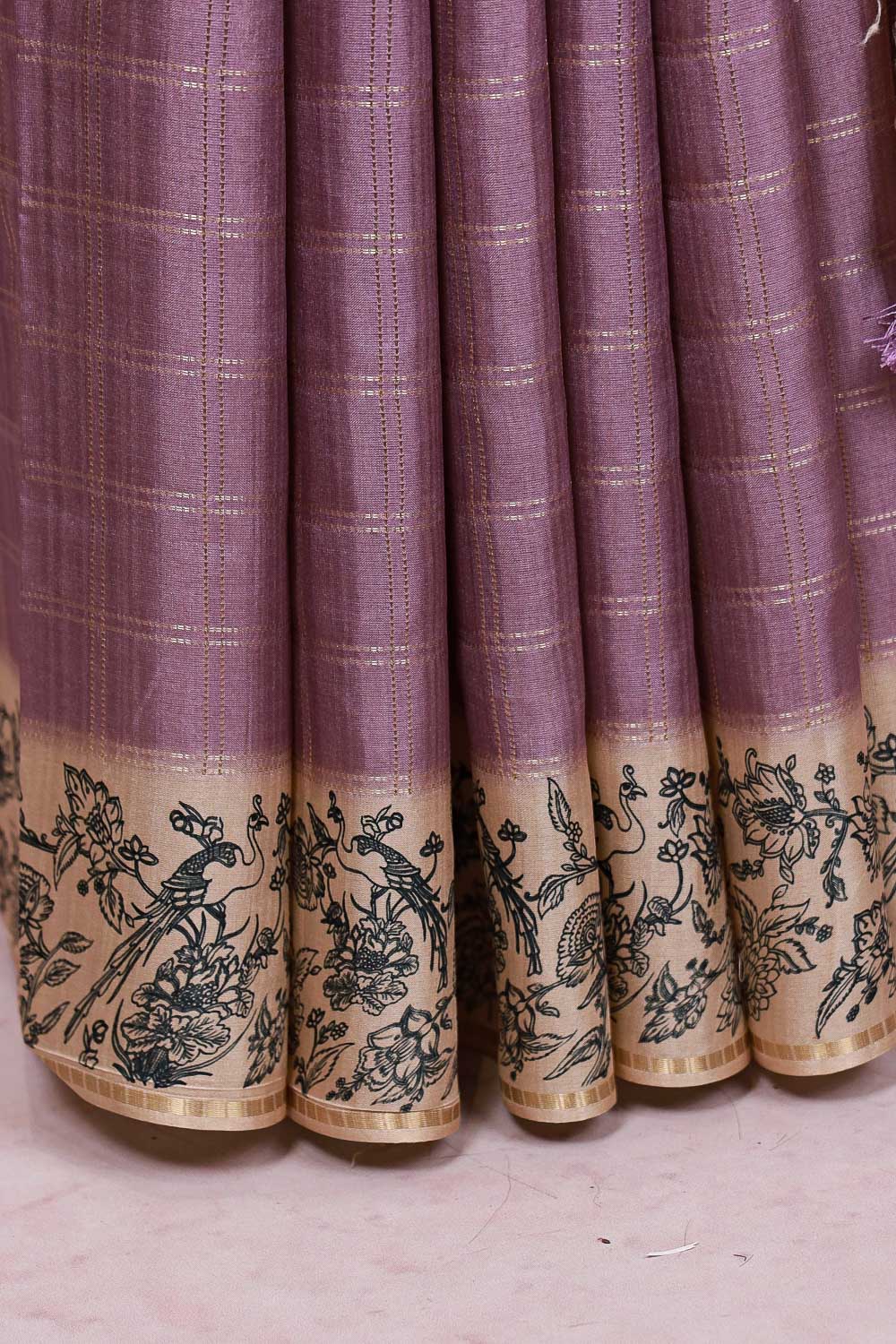 Lavender Semi Tussar Saree