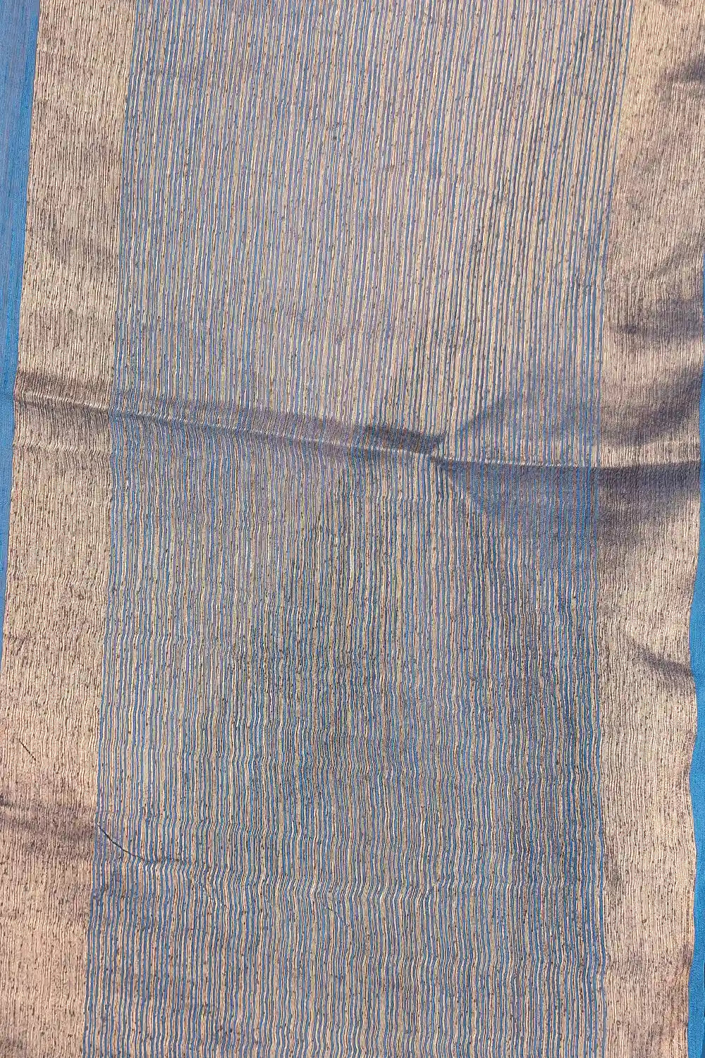 Peacock Blue Jute Banarasi Saree