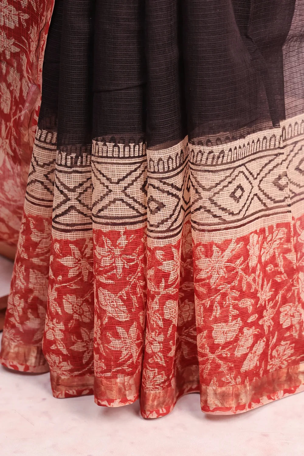 Black Cotton Kota Saree