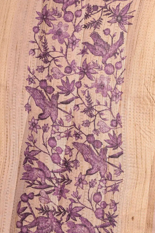 Lavender Tussar Jute Saree