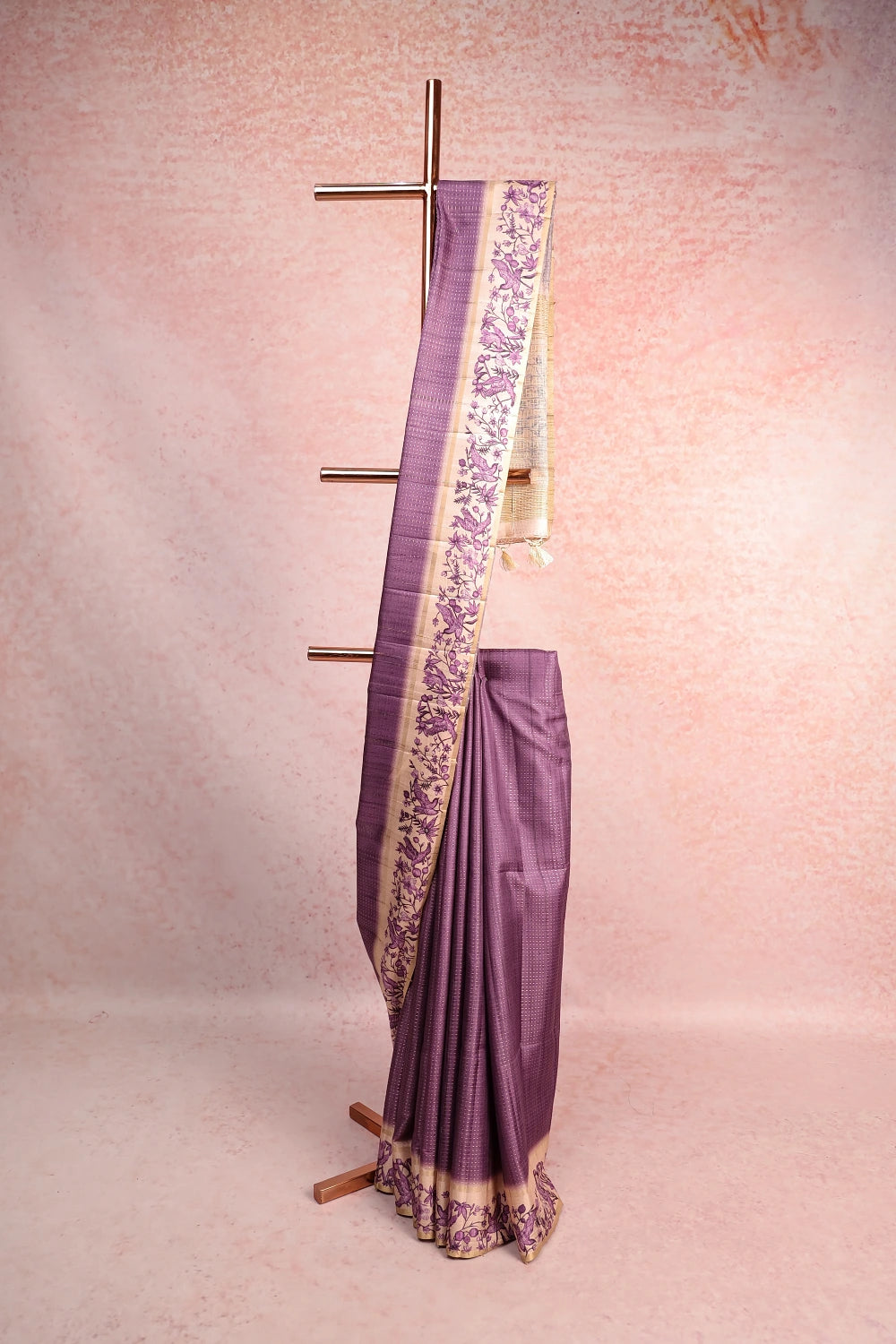 Lavender Tussar Jute Saree