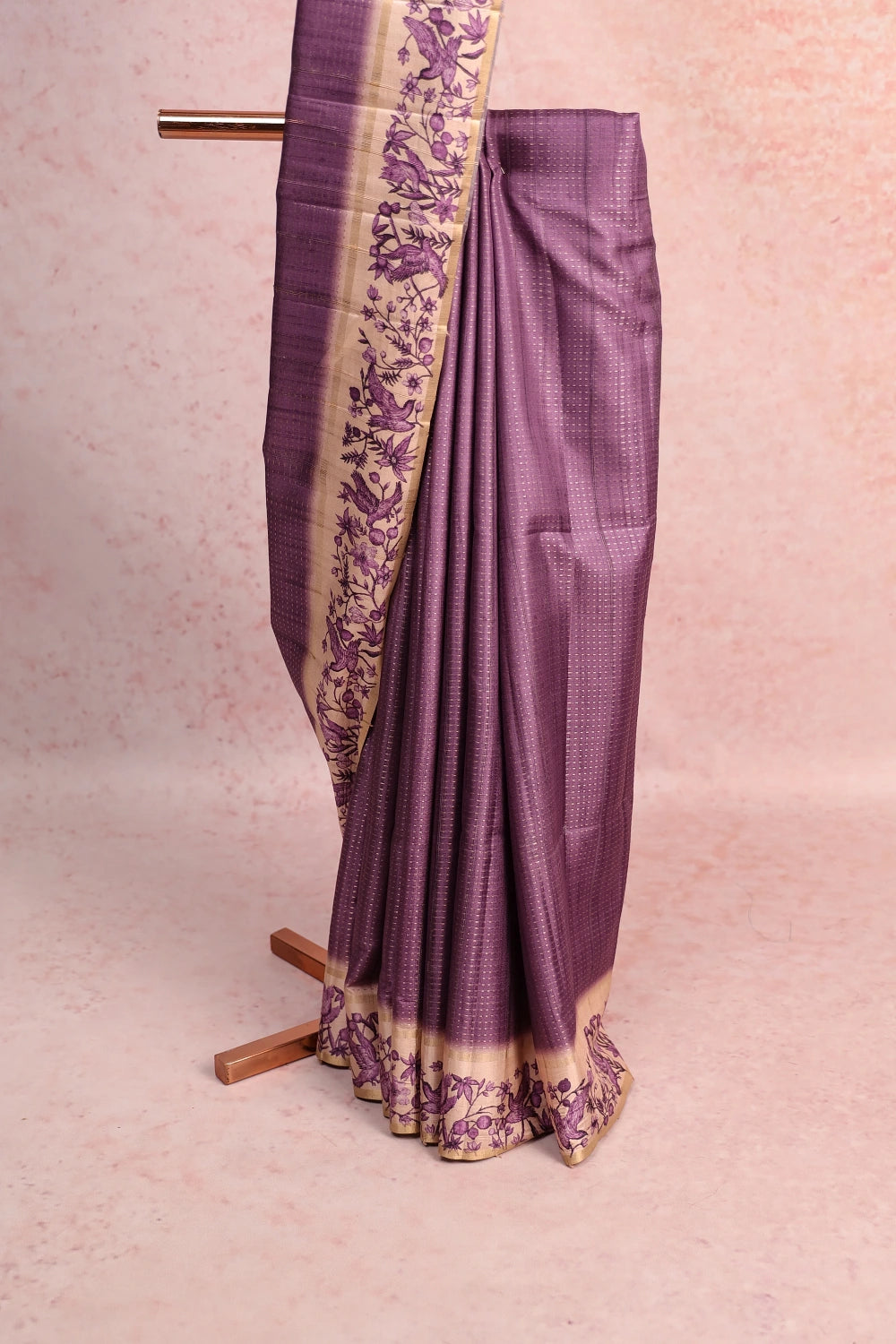 Lavender Tussar Jute Saree