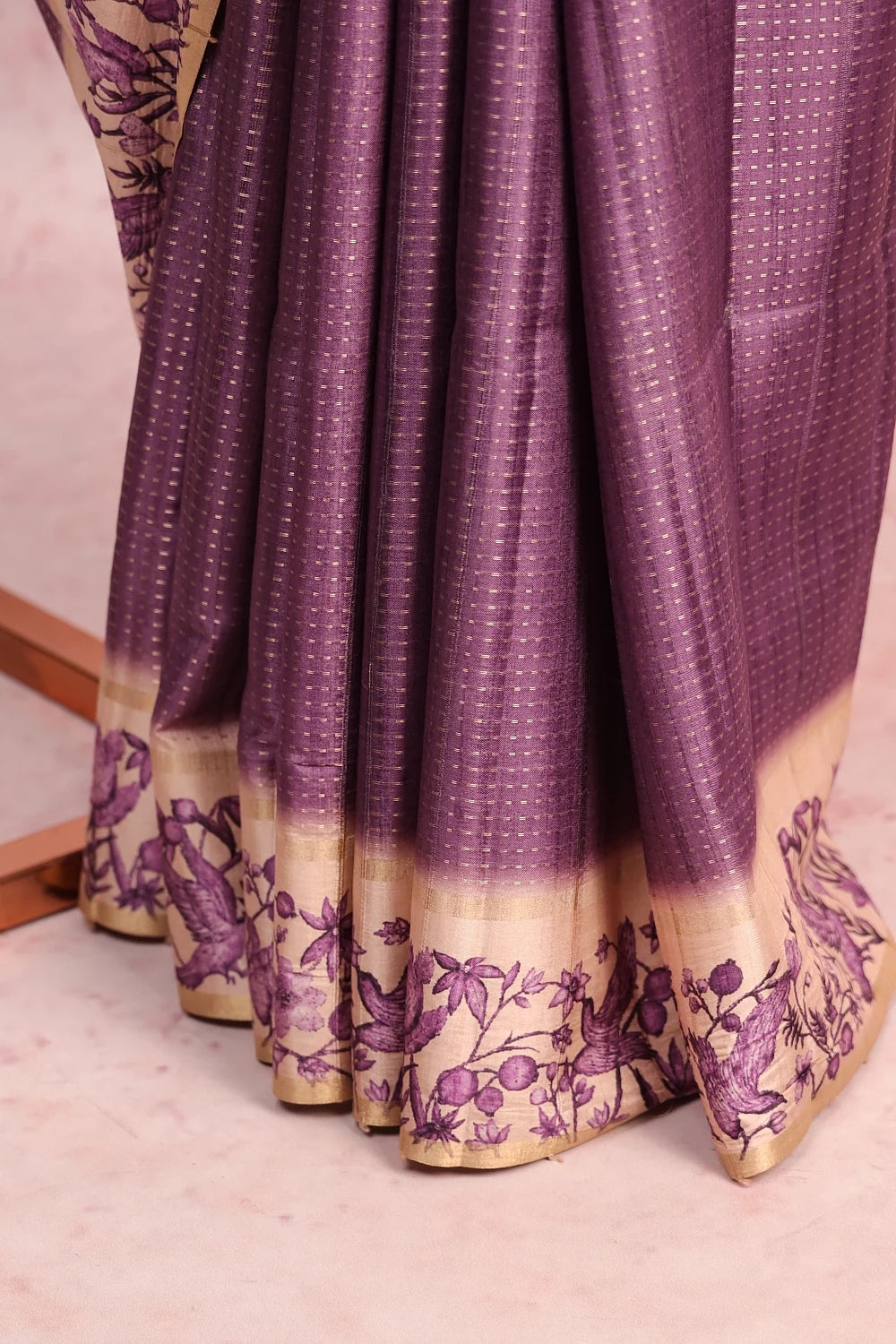Lavender Tussar Jute Saree