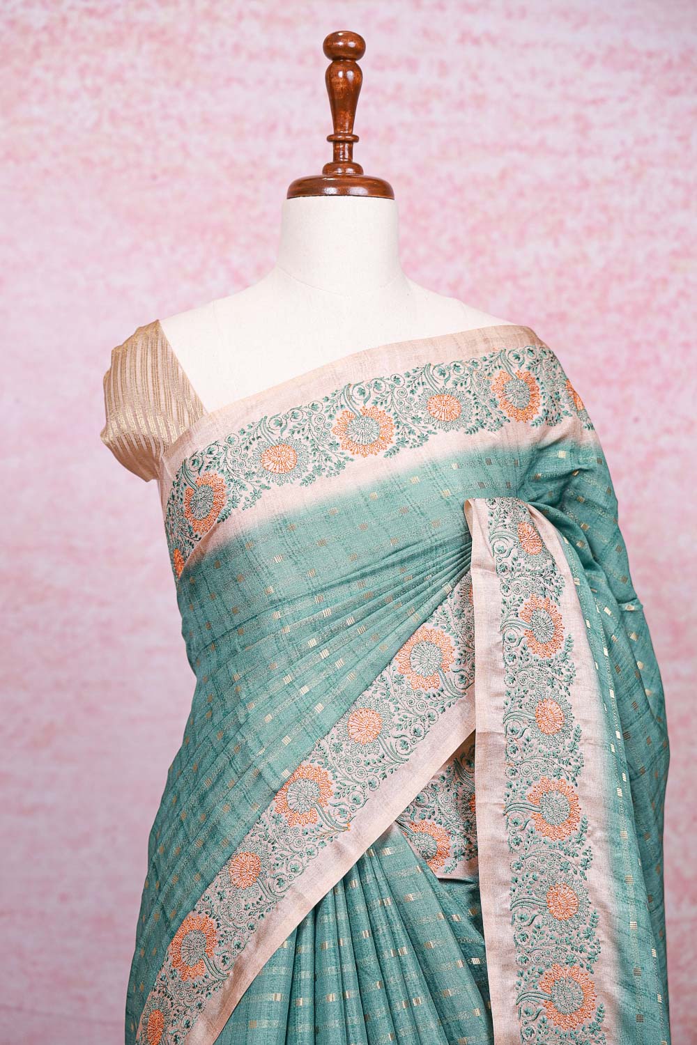 Cream Semi Tussar Saree