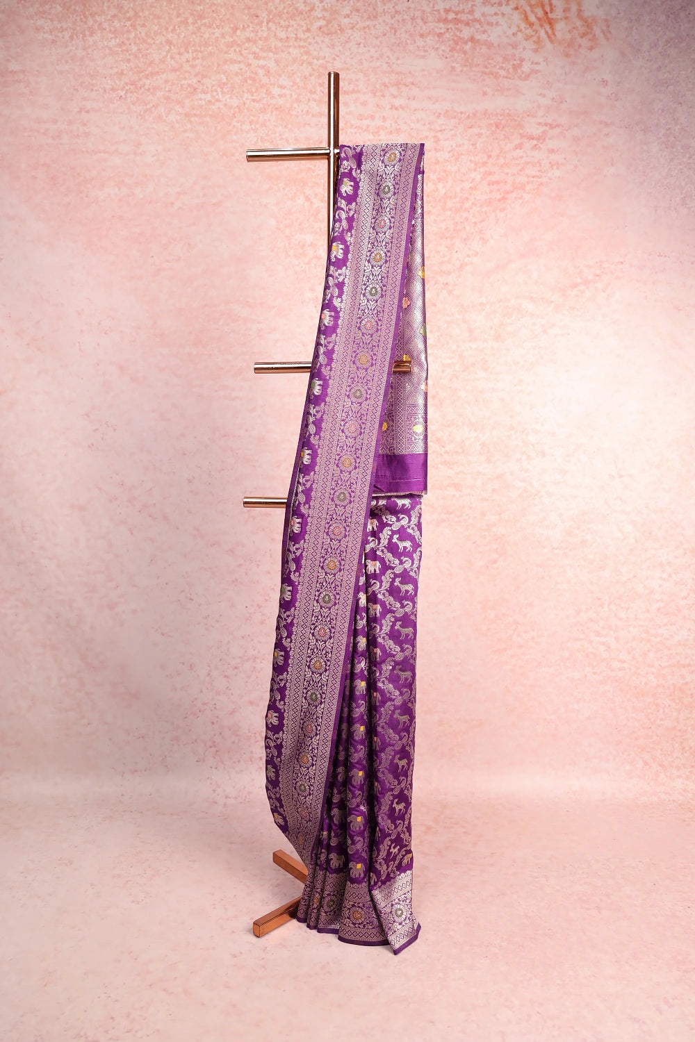 Violet Tussar Banarasi Saree