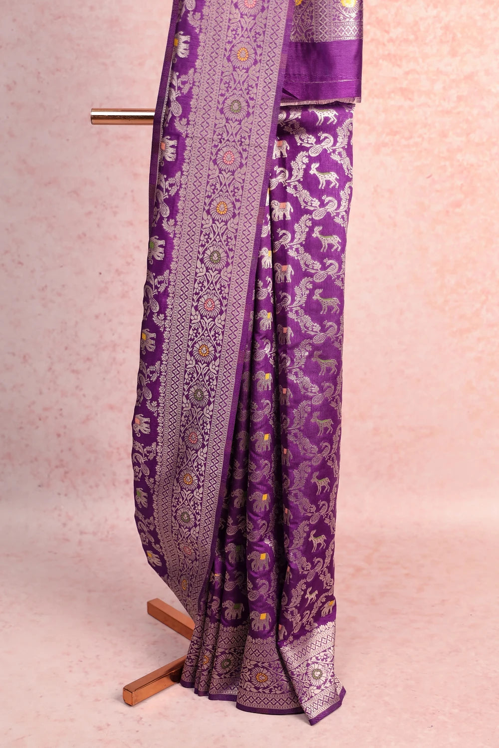 Violet Tussar Banarasi Saree