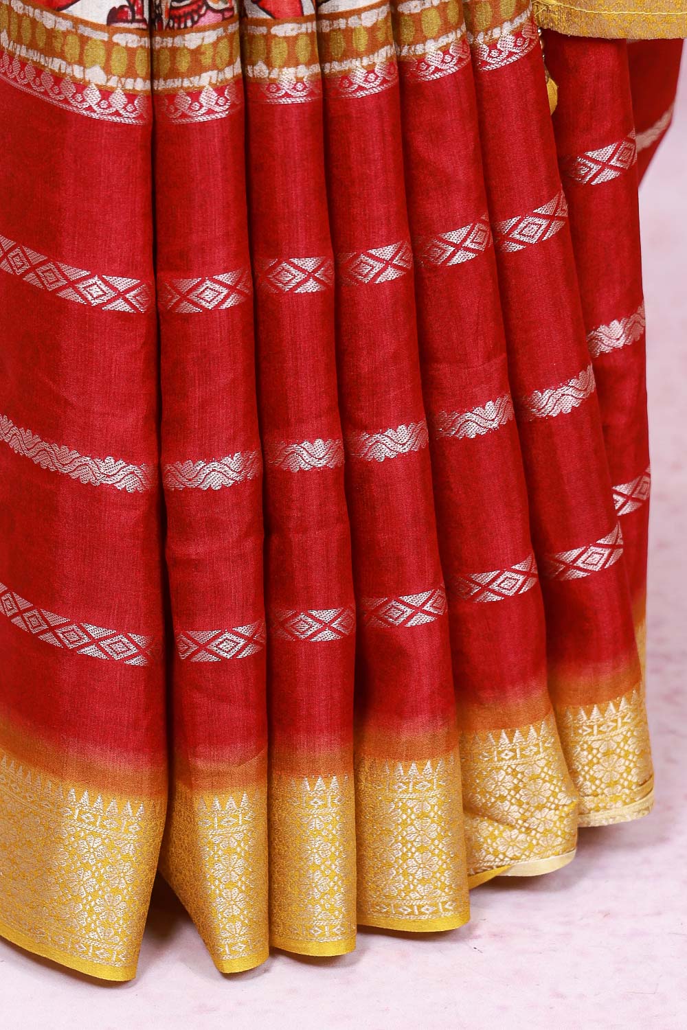 Maroon Semi Silk Saree