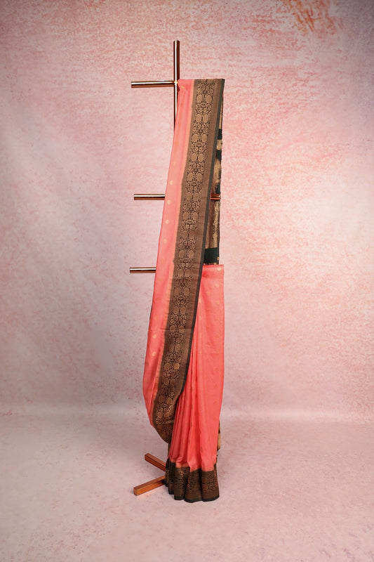 Peach Semi Banarasi Saree