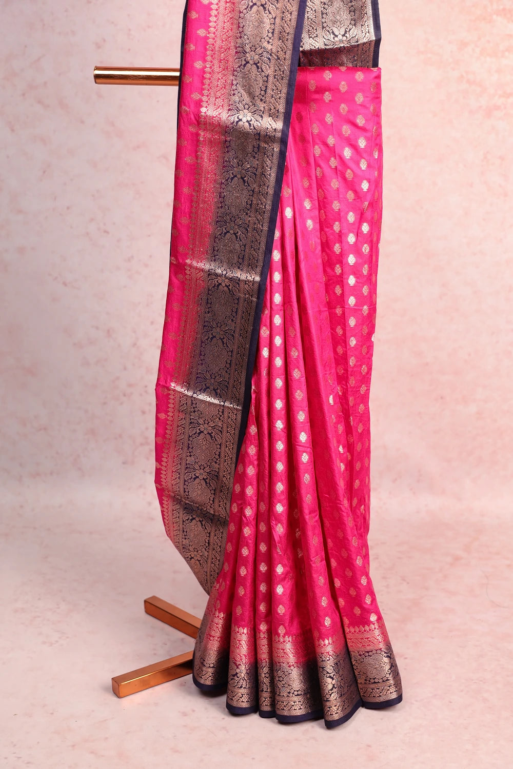 Rani Pink Tussar Banarasi Saree