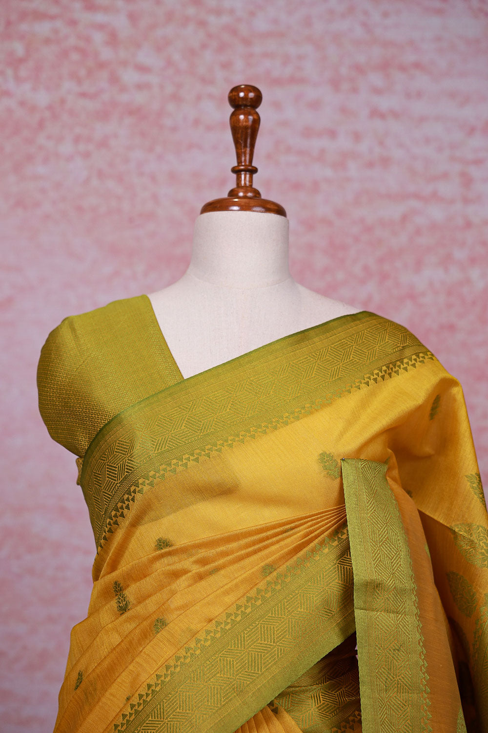 Yellow Semi Jute Saree - Seematti