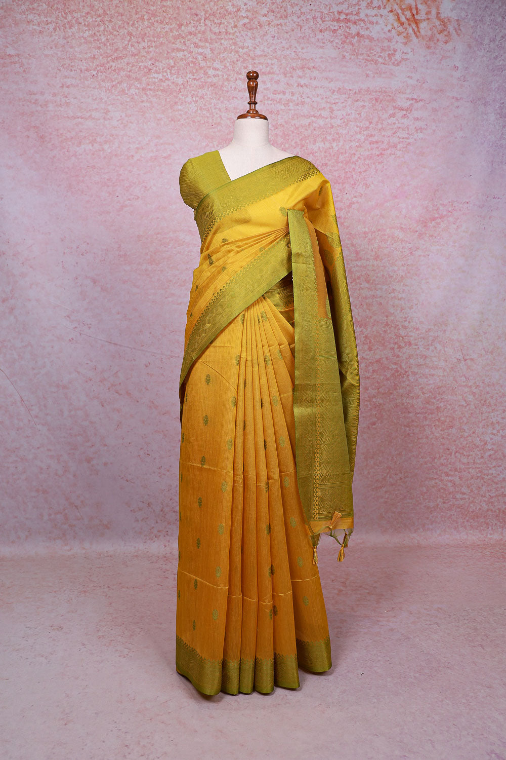 Yellow Semi Jute Saree - Seematti