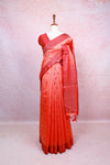 Pinkish Orange Semi Jute Saree