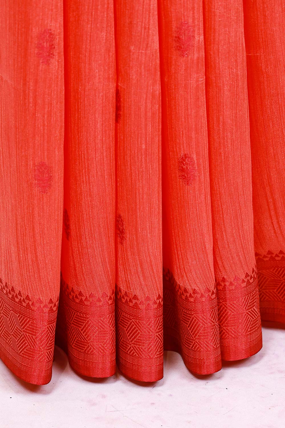 Pinkish Orange Semi Jute Saree