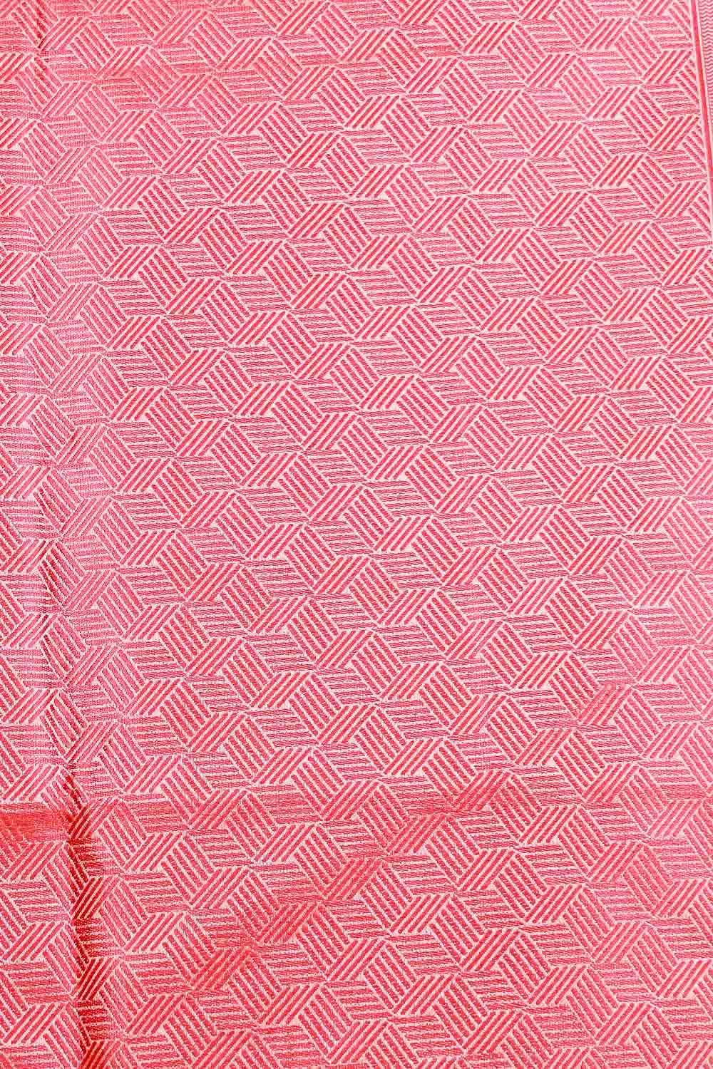 Pinkish Orange Semi Jute Saree