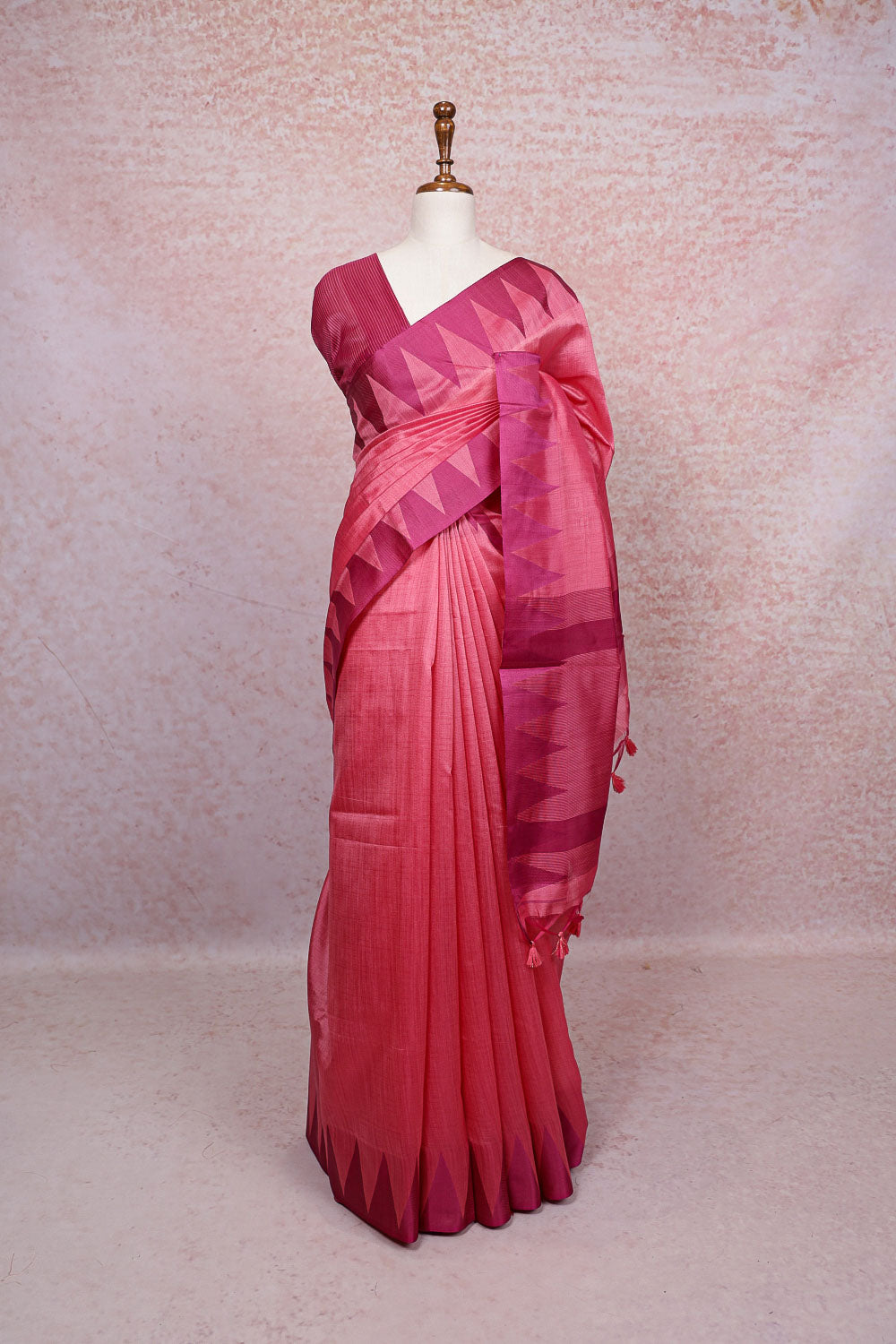Onion Pink Semi Jute Saree