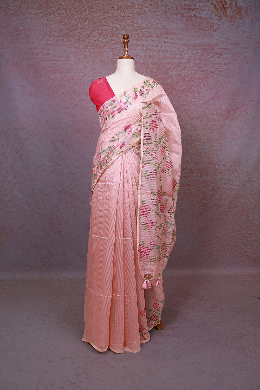 Light Pink Semi Tissue Saree - Seematti