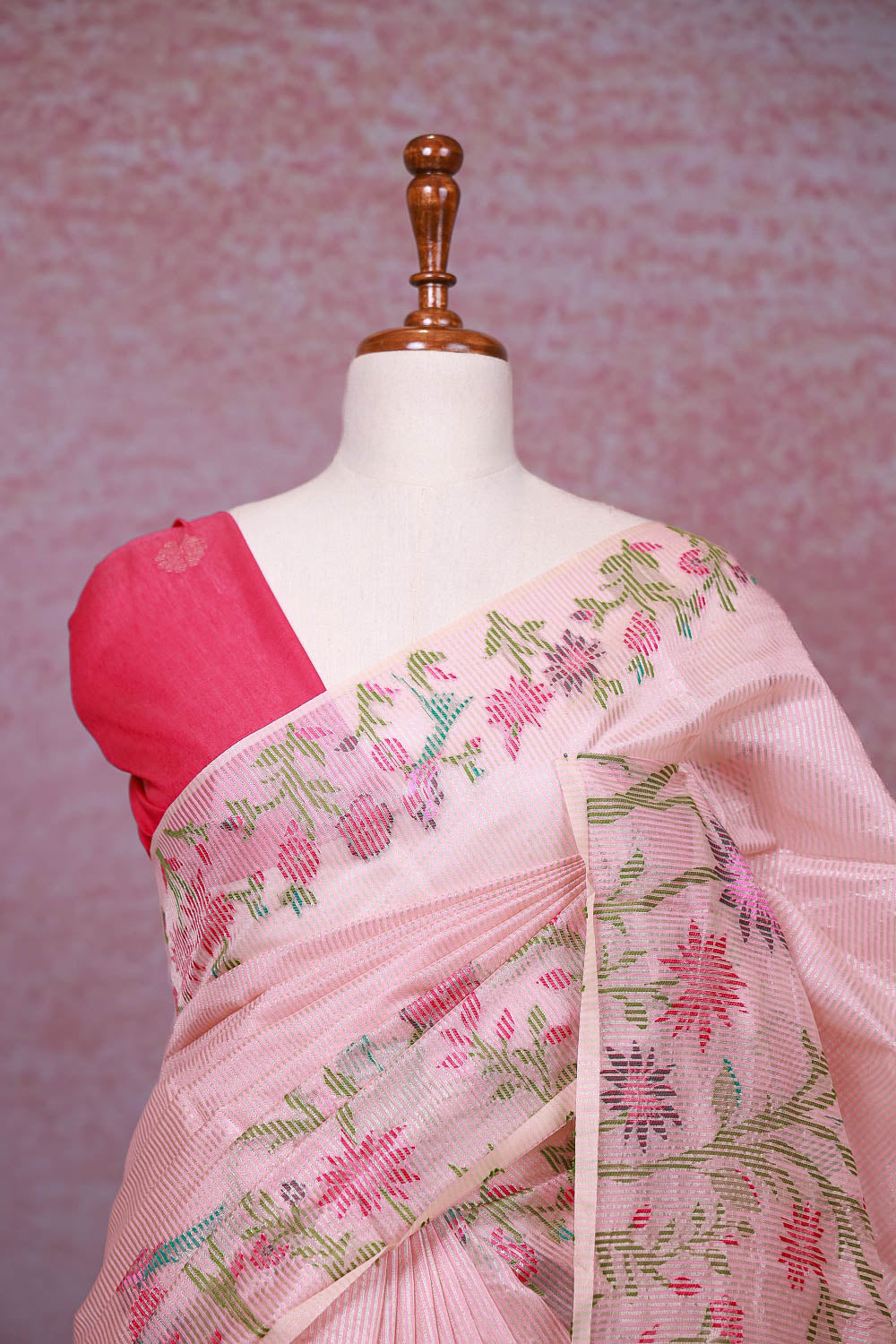 Light Pink Semi Tissue Saree - Seematti
