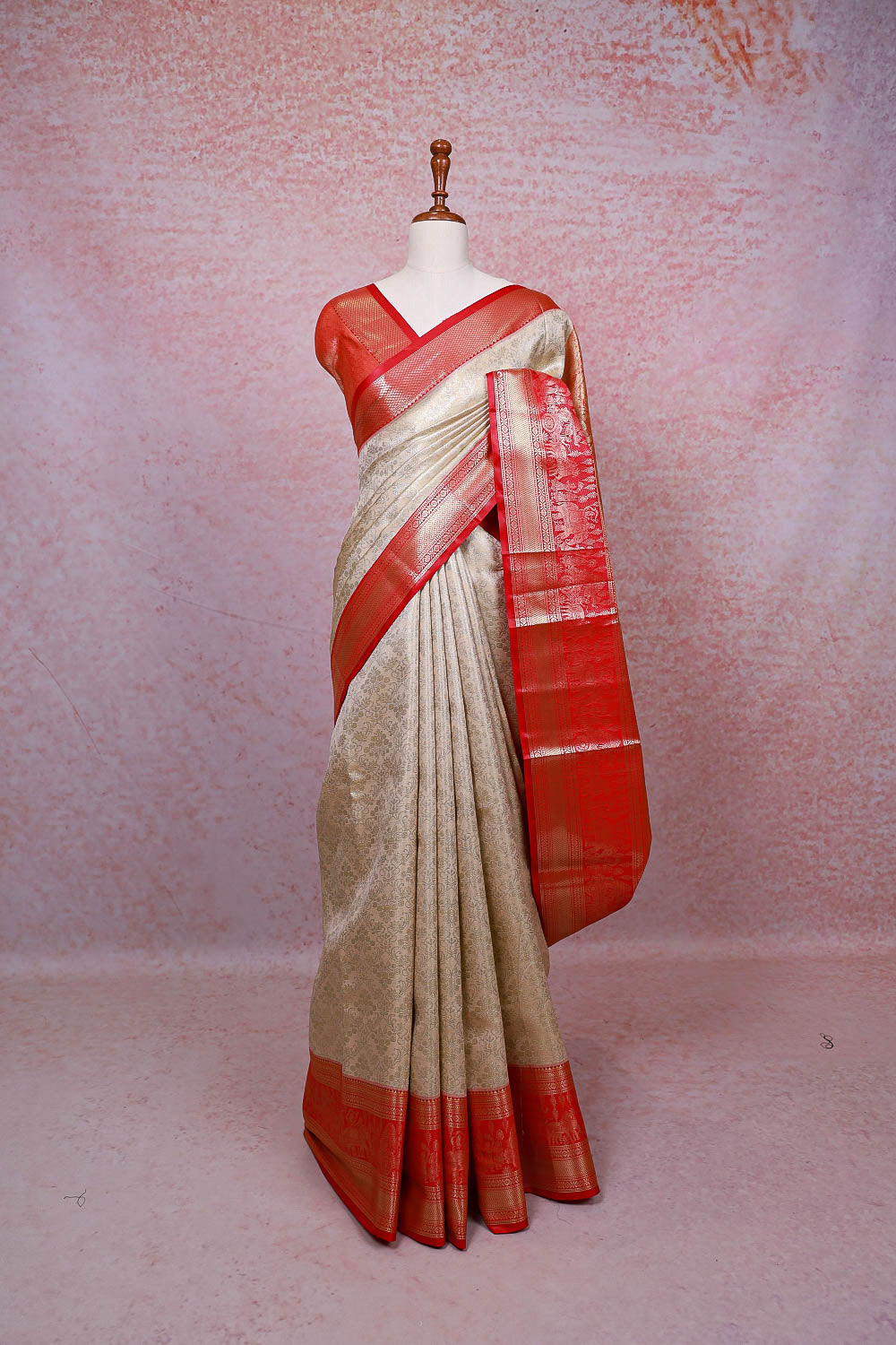 Cream Semi Tissue Saree - Seematti