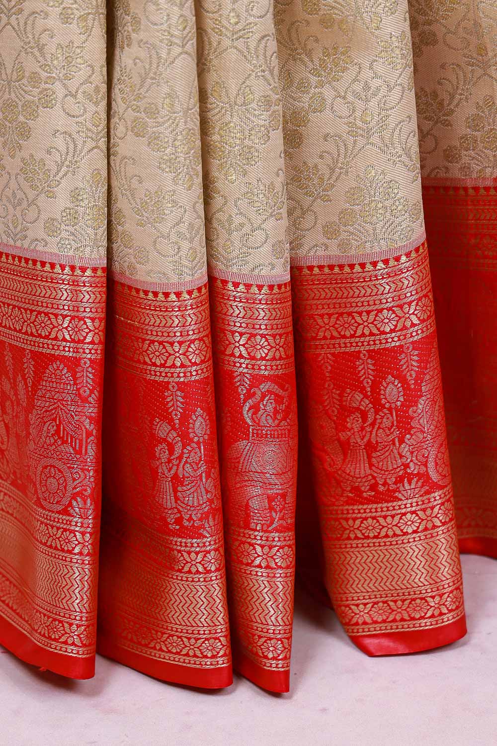 Cream Semi Tissue Saree - Seematti