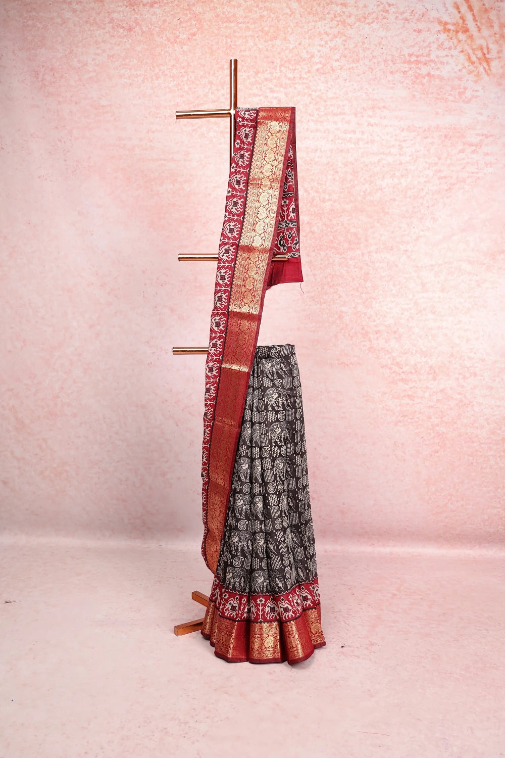 Black Semi Chanderi Saree