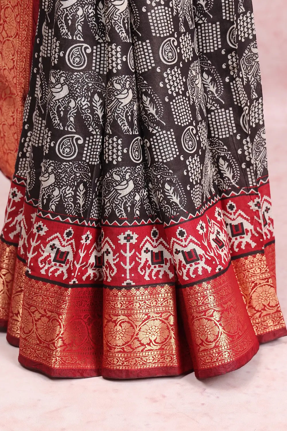 Black Semi Chanderi Saree