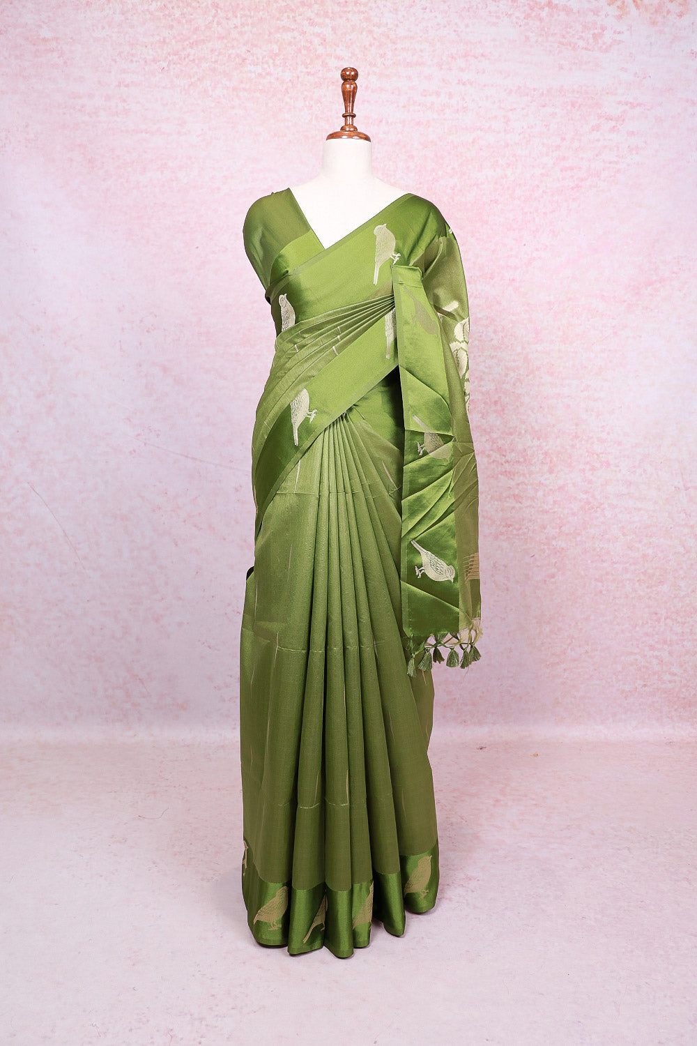 Green Semi Tussar Saree