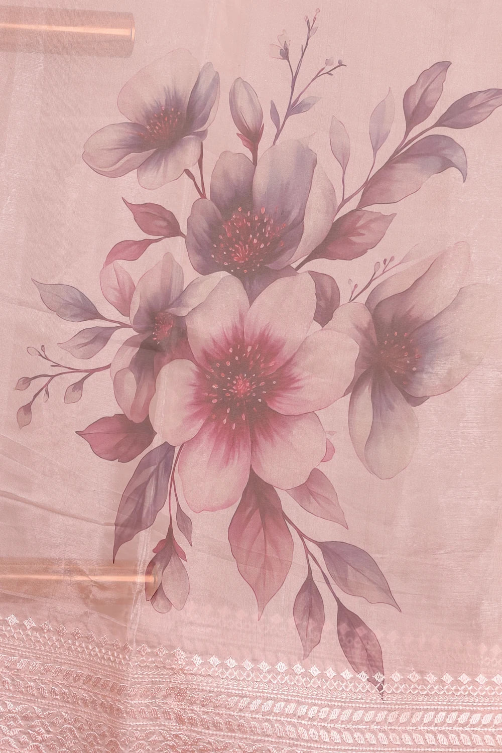 Light Peach Semi Tissue Organza Saree