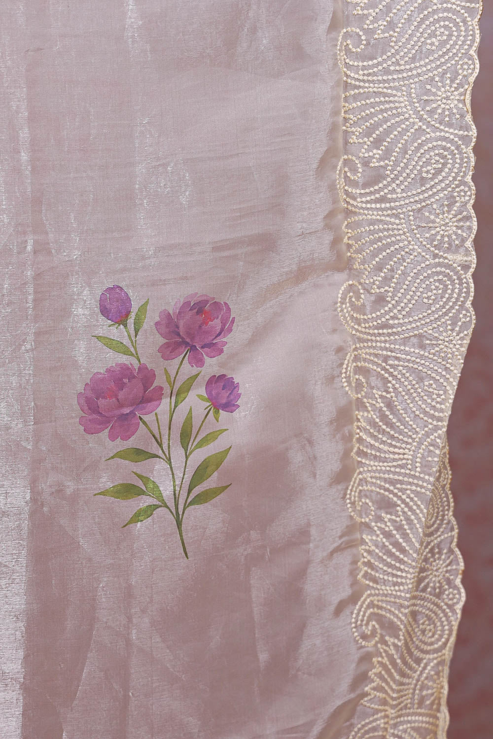 Cream Tissue Organza Saree - Seematti