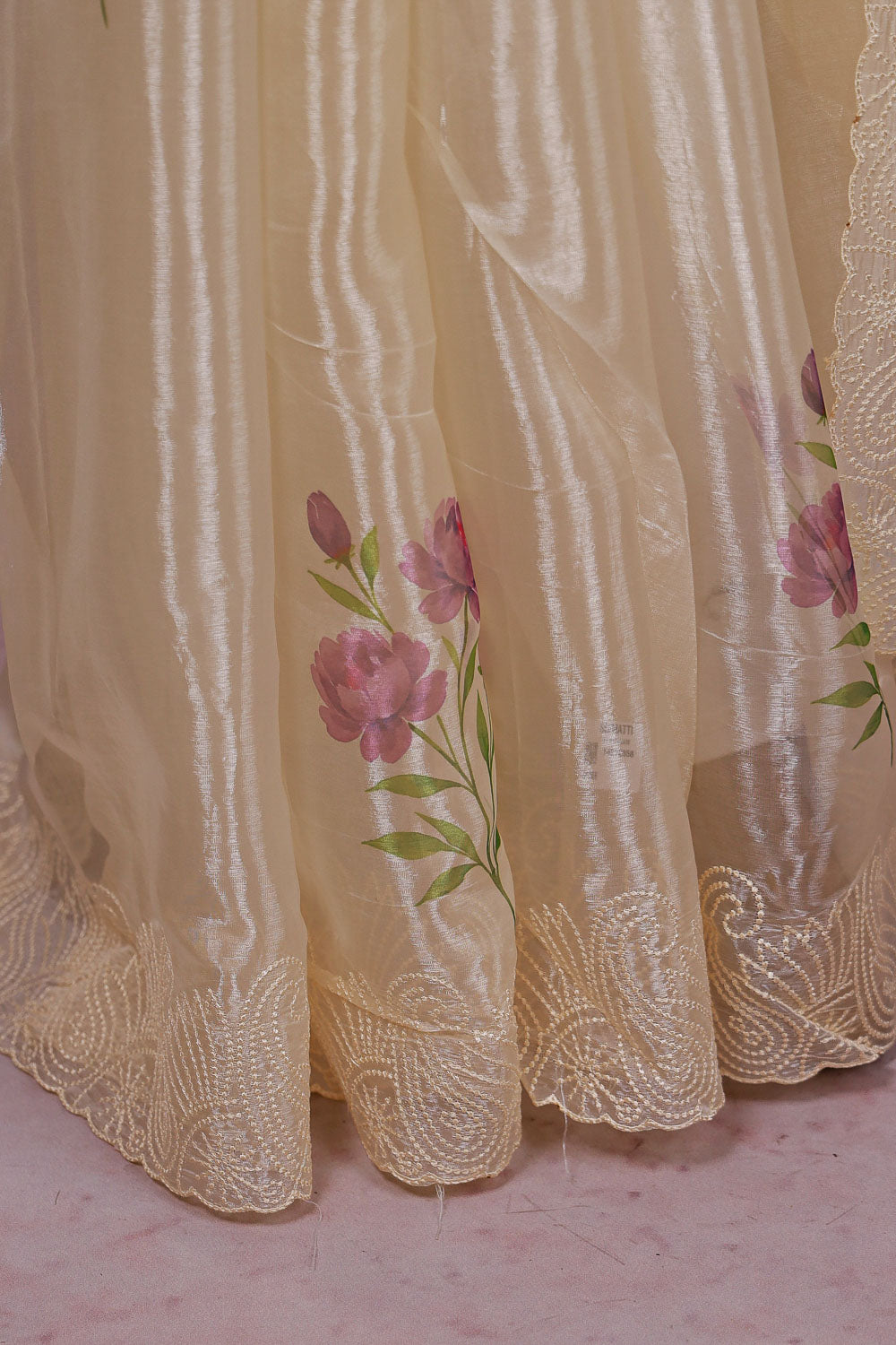 Cream Tissue Organza Saree - Seematti