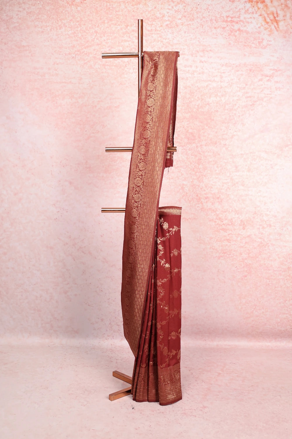 Coffee Brown Semi Banarasi Saree