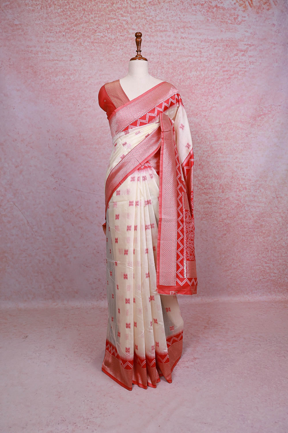 Cream Semi Jute Saree