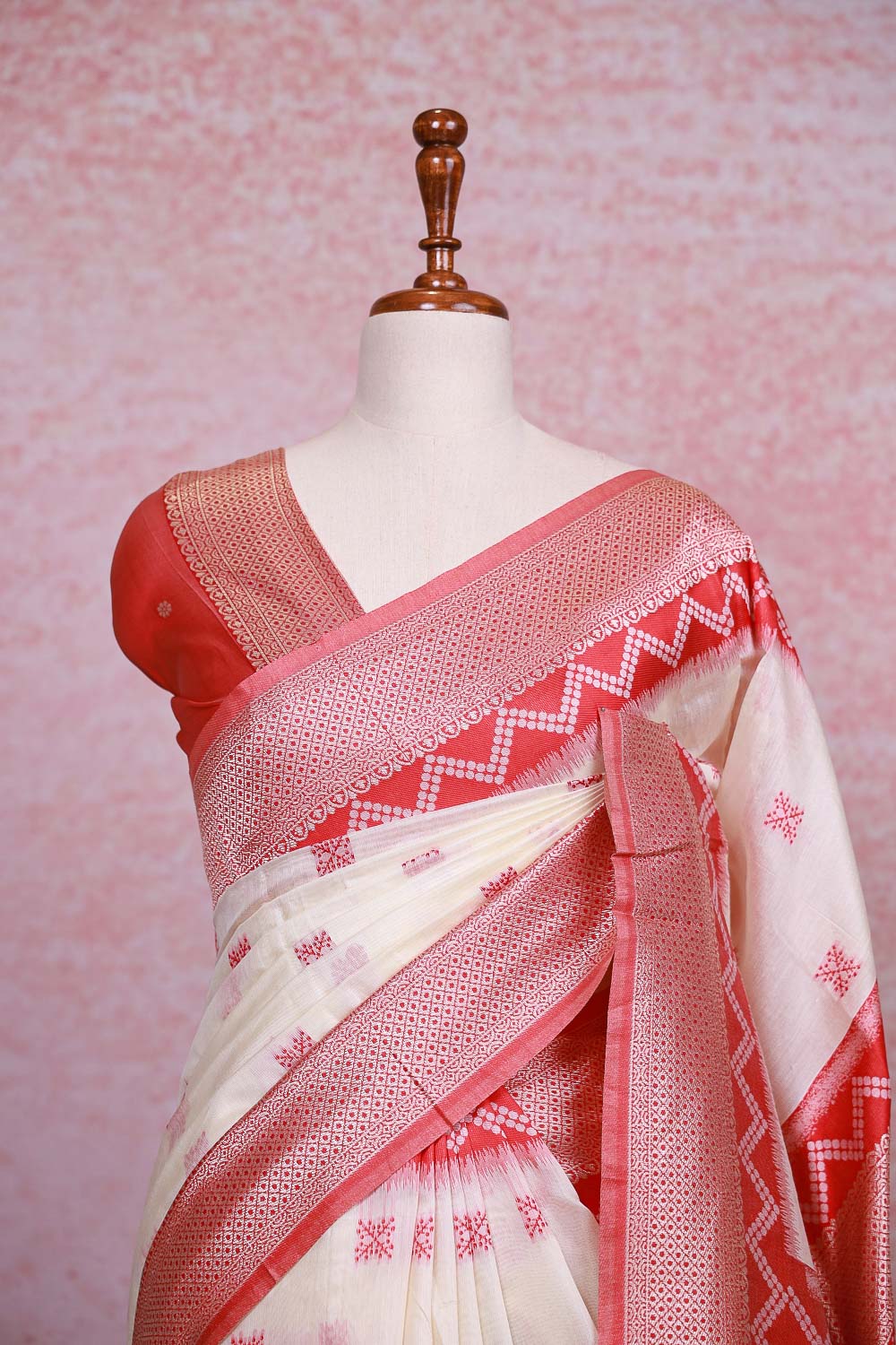 Cream Semi Jute Saree