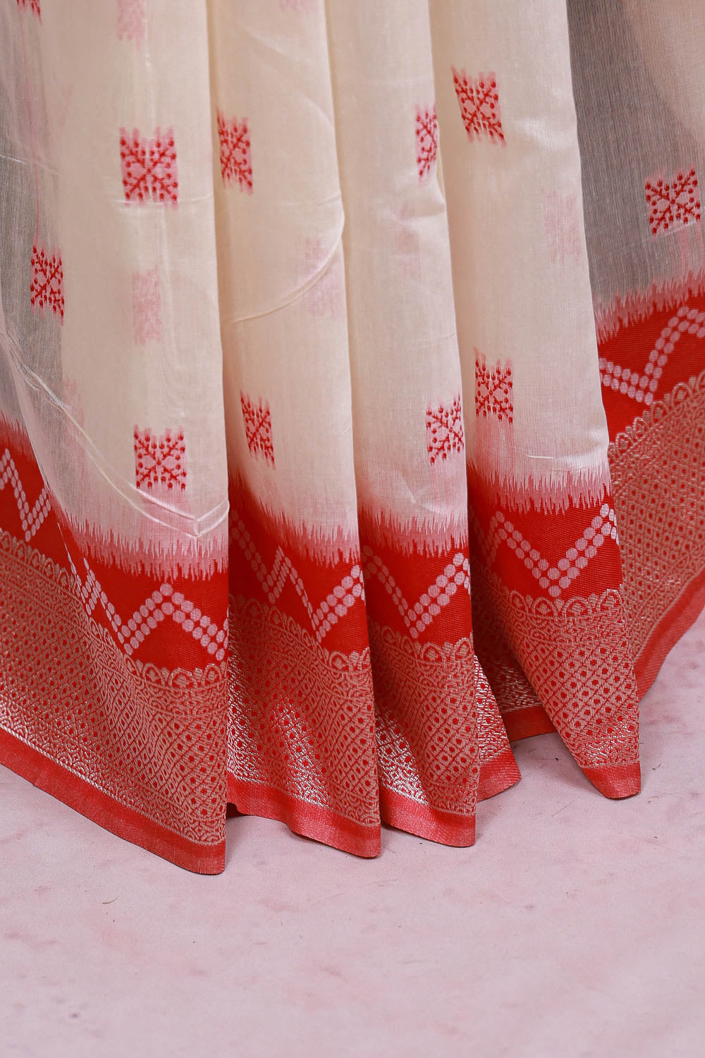 Cream Semi Jute Saree