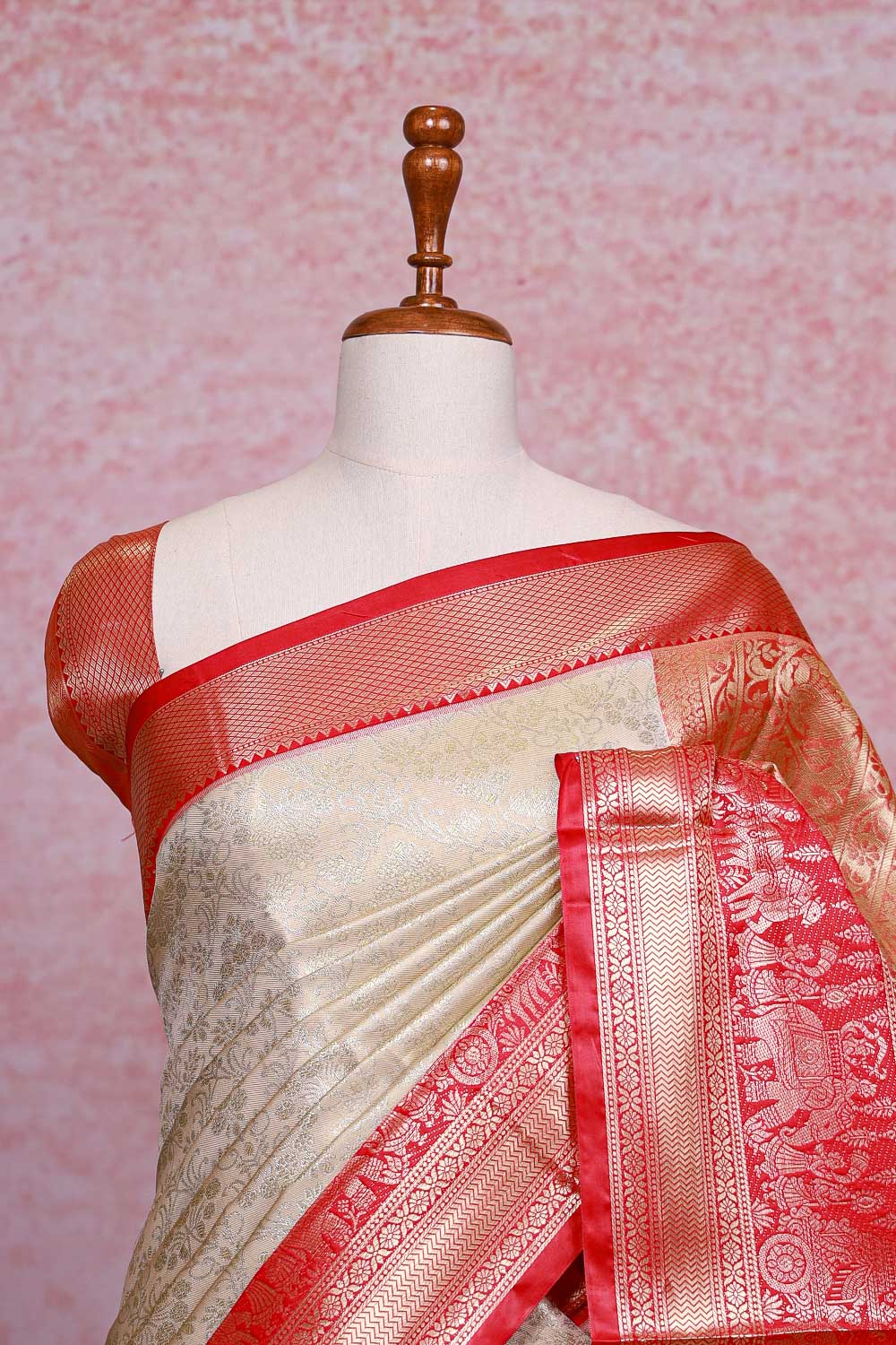 Cream Semi Silk Saree