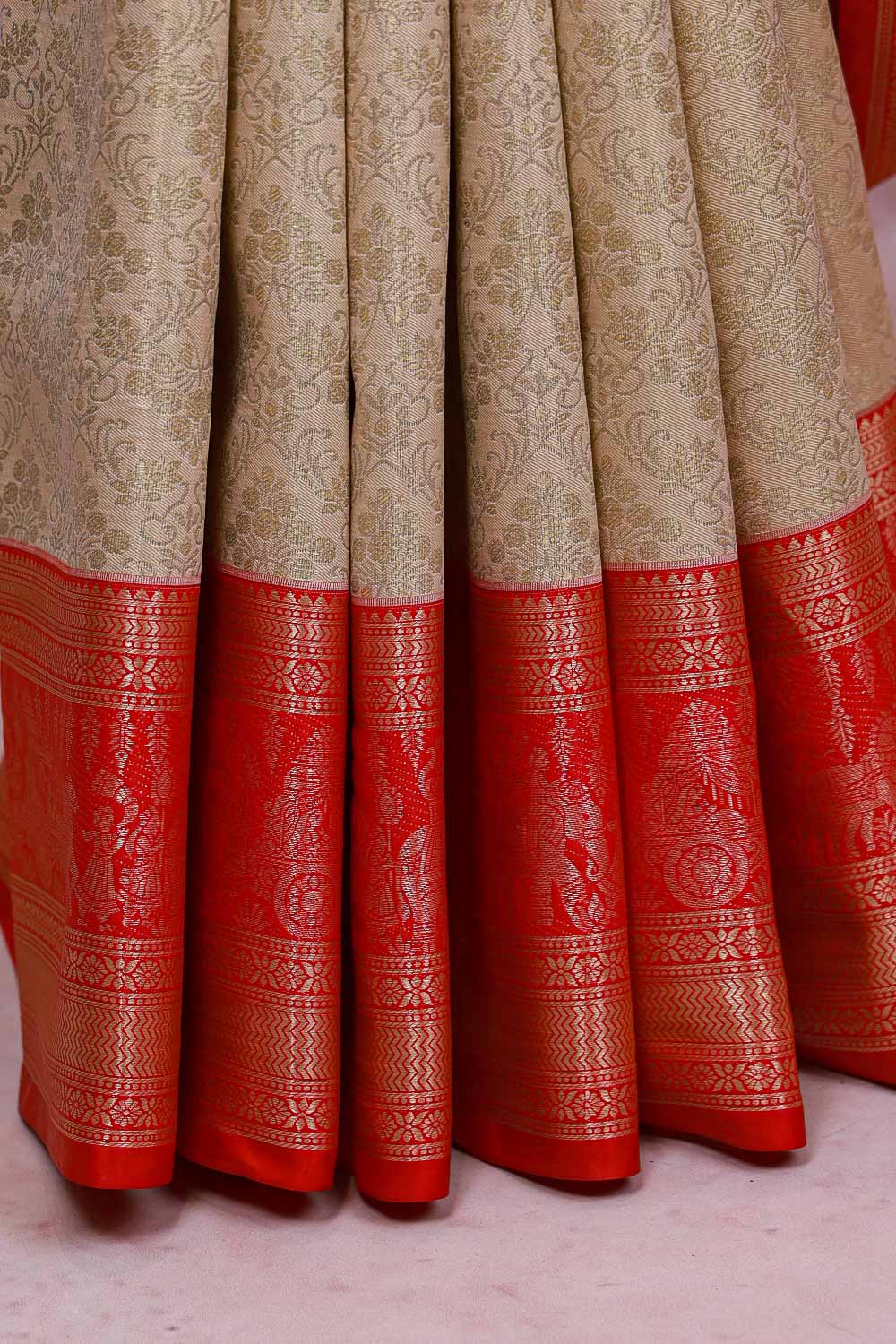 Cream Semi Silk Saree