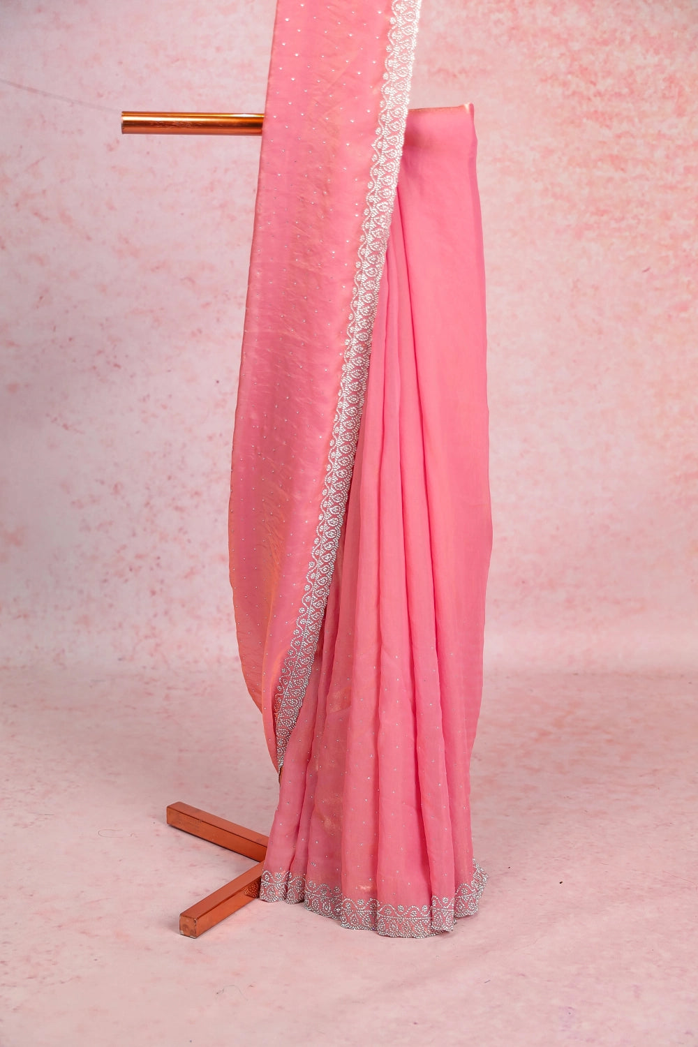 Baby Pink Tissue Organza Saree