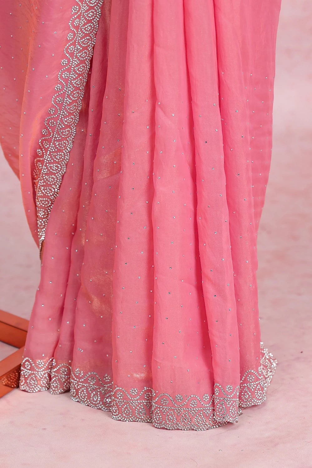 Baby Pink Tissue Organza Saree