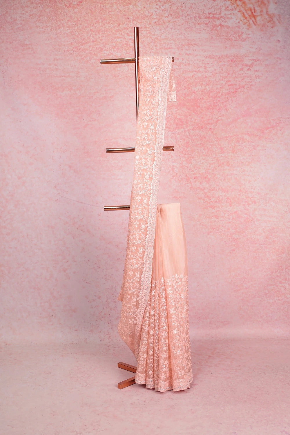 Light Peach Organza Saree