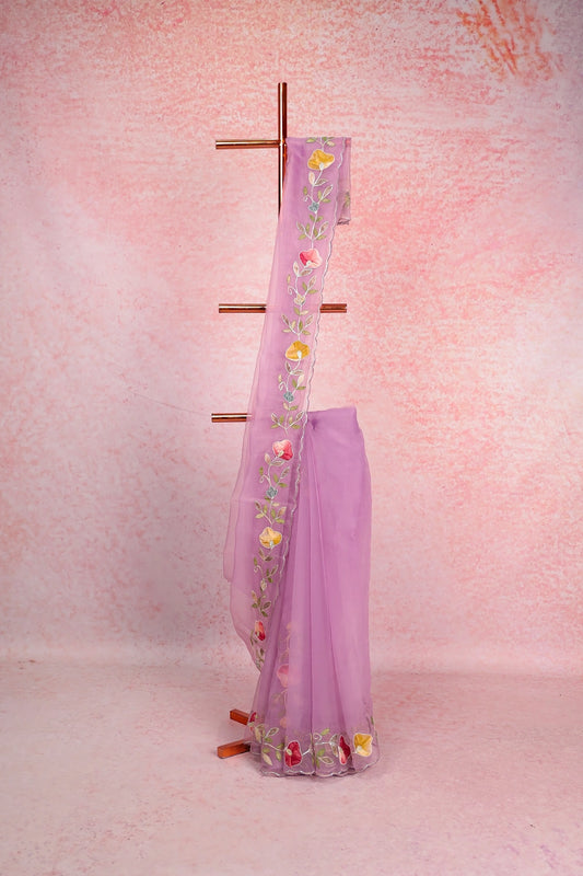 Lavender Tissue Organza Saree