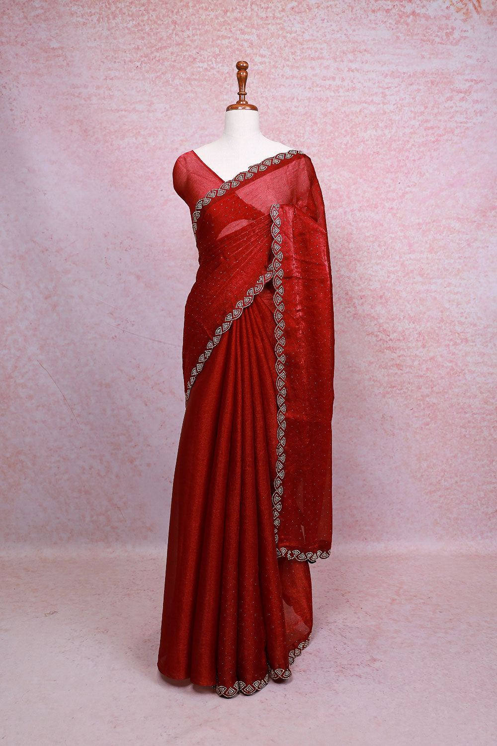 Maroon Organza Saree