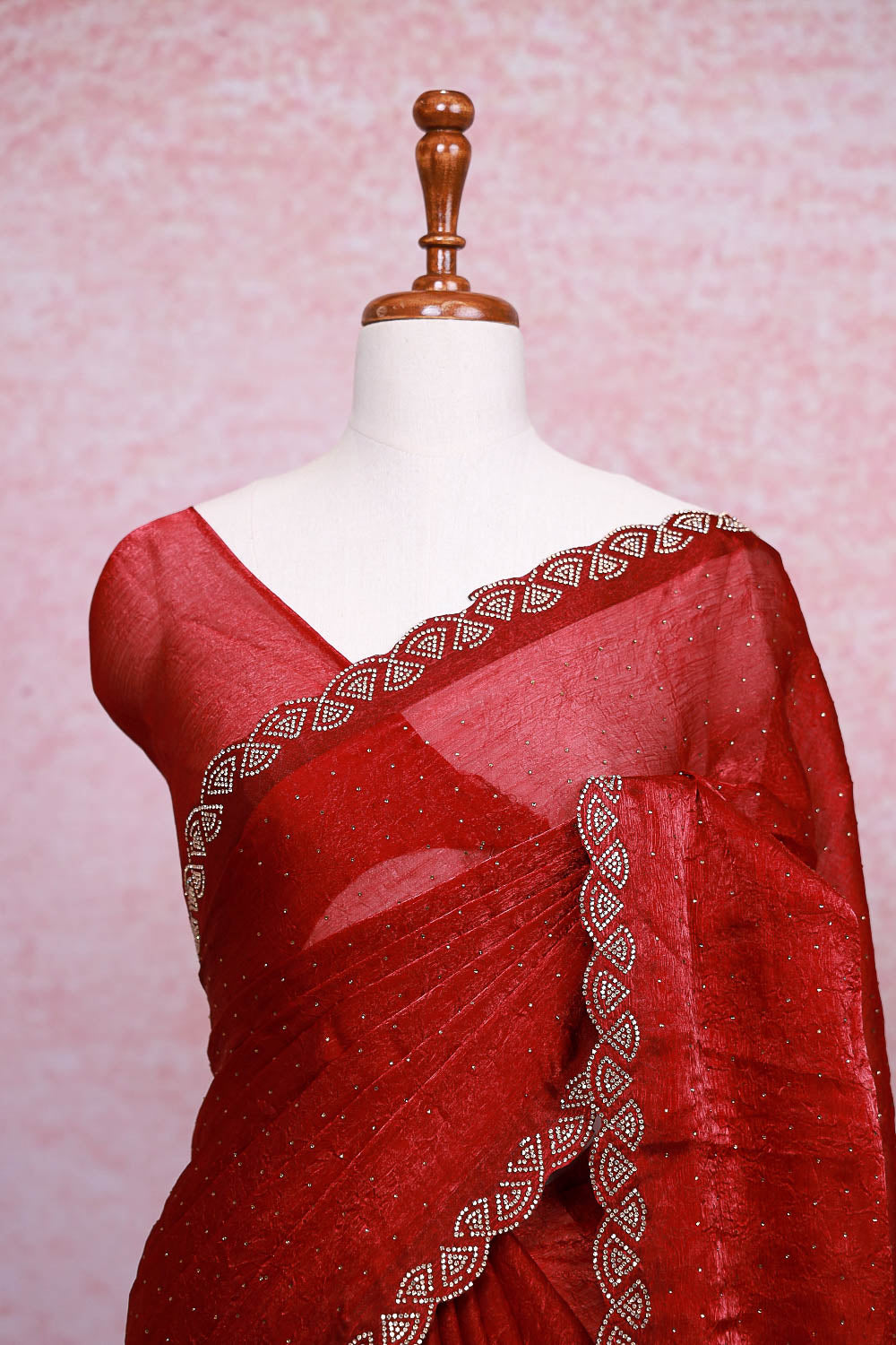 Maroon Organza Saree